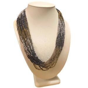 Vintage Multistrand Metallic Bead Necklace.
